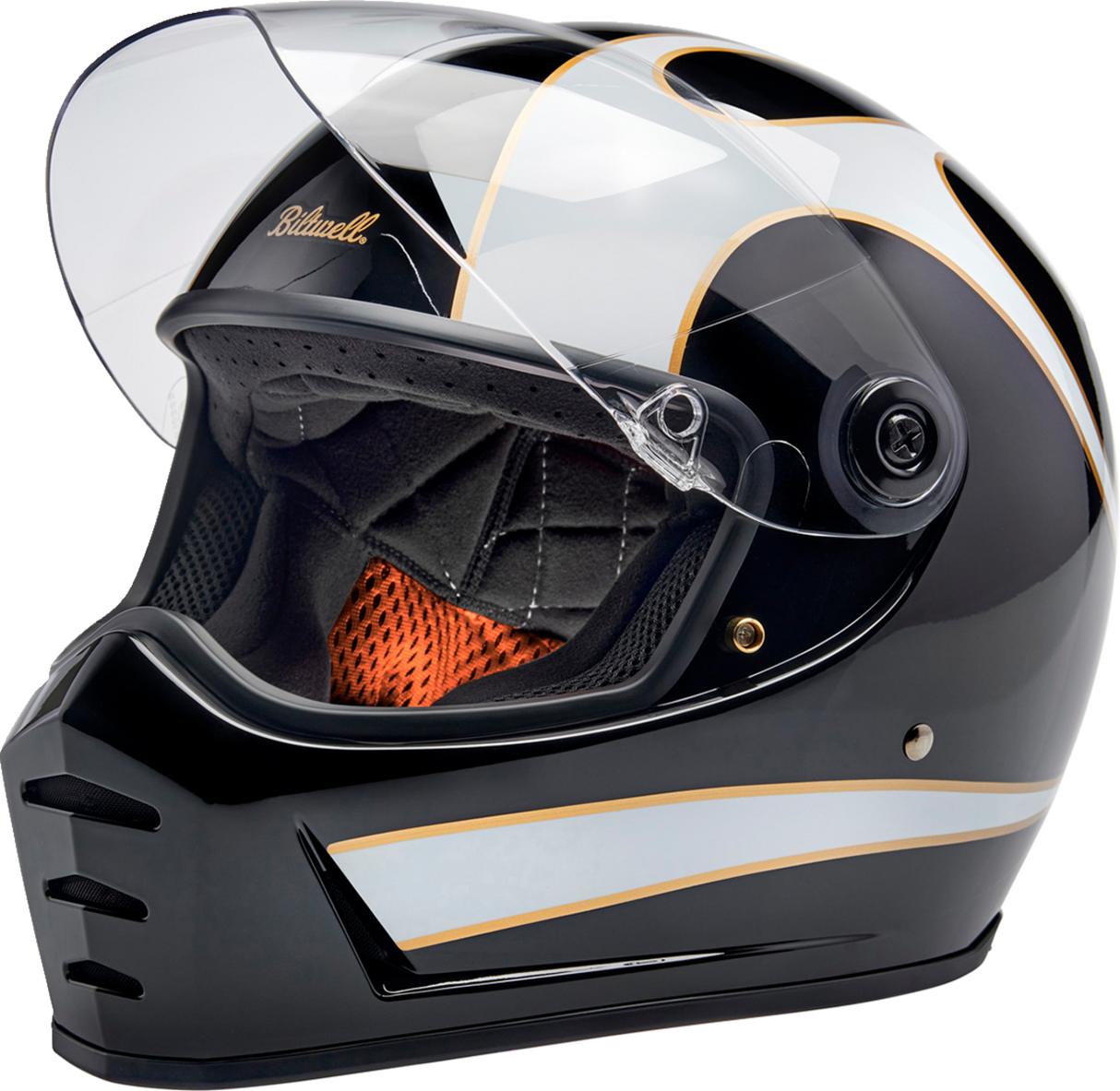 Lane Splitter Helmet - Gloss Black/White Flames - Medium