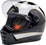 Lane Splitter Helmet - Gloss Black/White Flames - Medium