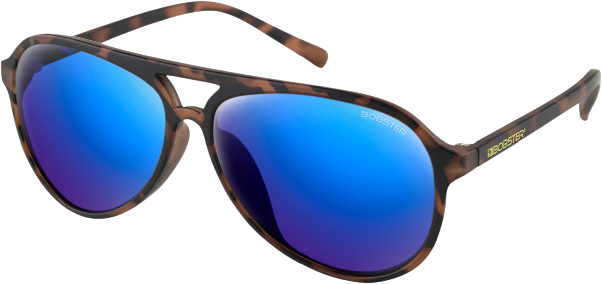 Maverick Sunglasses - Matte Brown Tortoise - Brown HD Blue Mirror