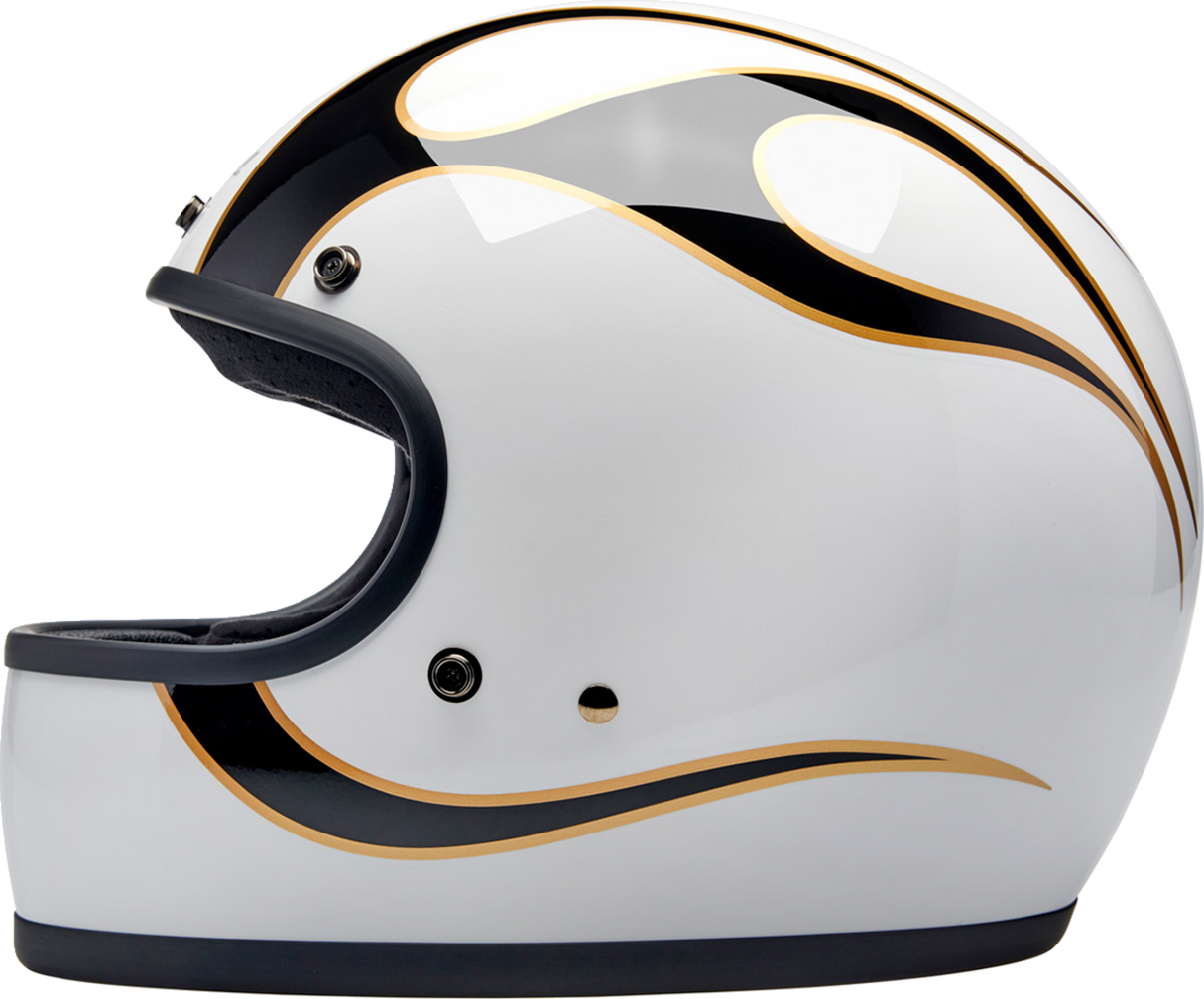 Gringo Helmet - Flames - White/Black - Medium