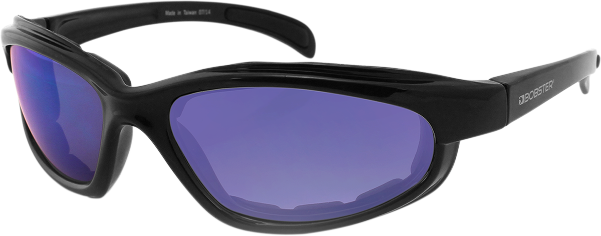 Fat Boy Sunglasses - Gloss Black - Smoke Cyan Mirror