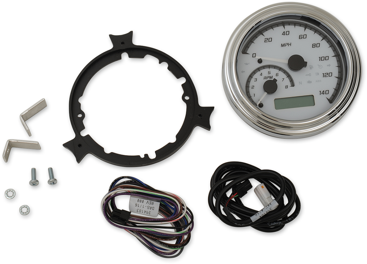 MXV Series Fatbob Analog/Digital Gauge System - White/Gray/Chrome 2004 - 2013