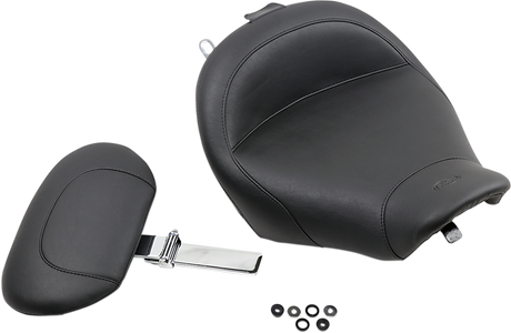 Wide Solo Seat - With Backrest - Vintage - Black - Smooth - Road King \'97-\'07 1997 - 2007