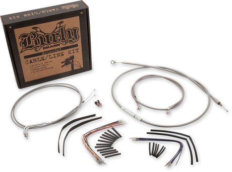 Handlebar Cable/Brake Line Kit - Complete - 14\" Ape Hanger Handlebars - Stainless Steel 2000 - 2006