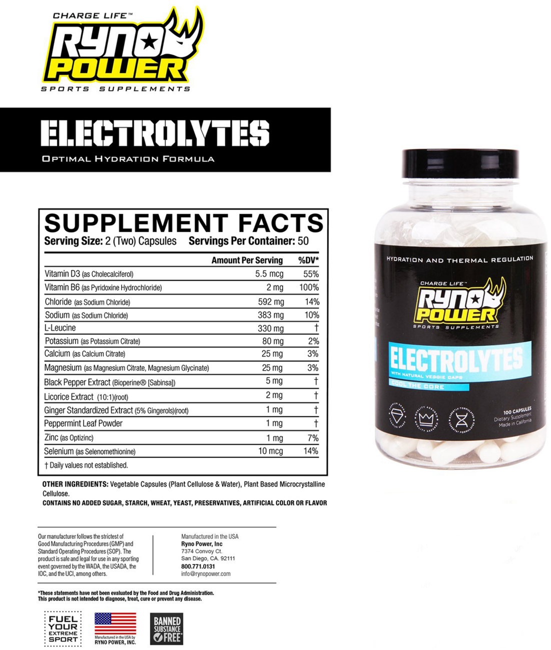 Electrolyte Capsules - 100 ct. Bottle