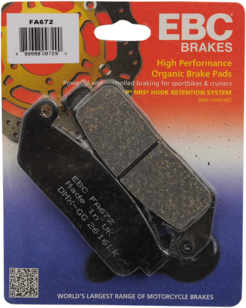 Organic Brake Pads - Scout - FA672 2015 - 2016