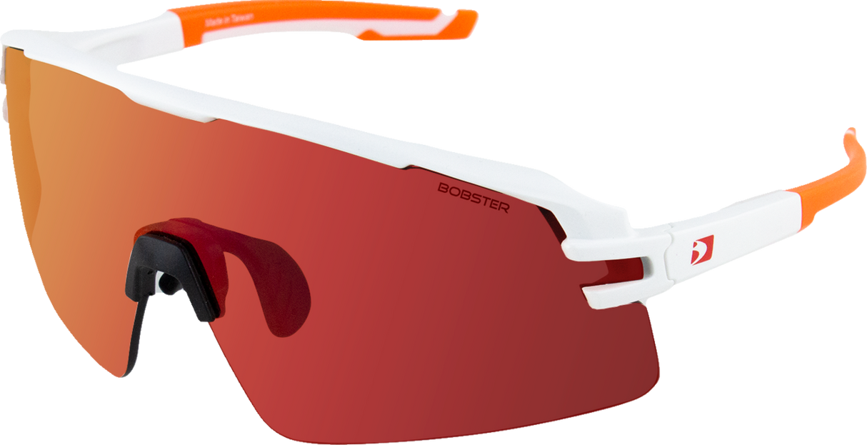 Flash Sunglasses - Matte White/Orange - Smoke Black Red Revo