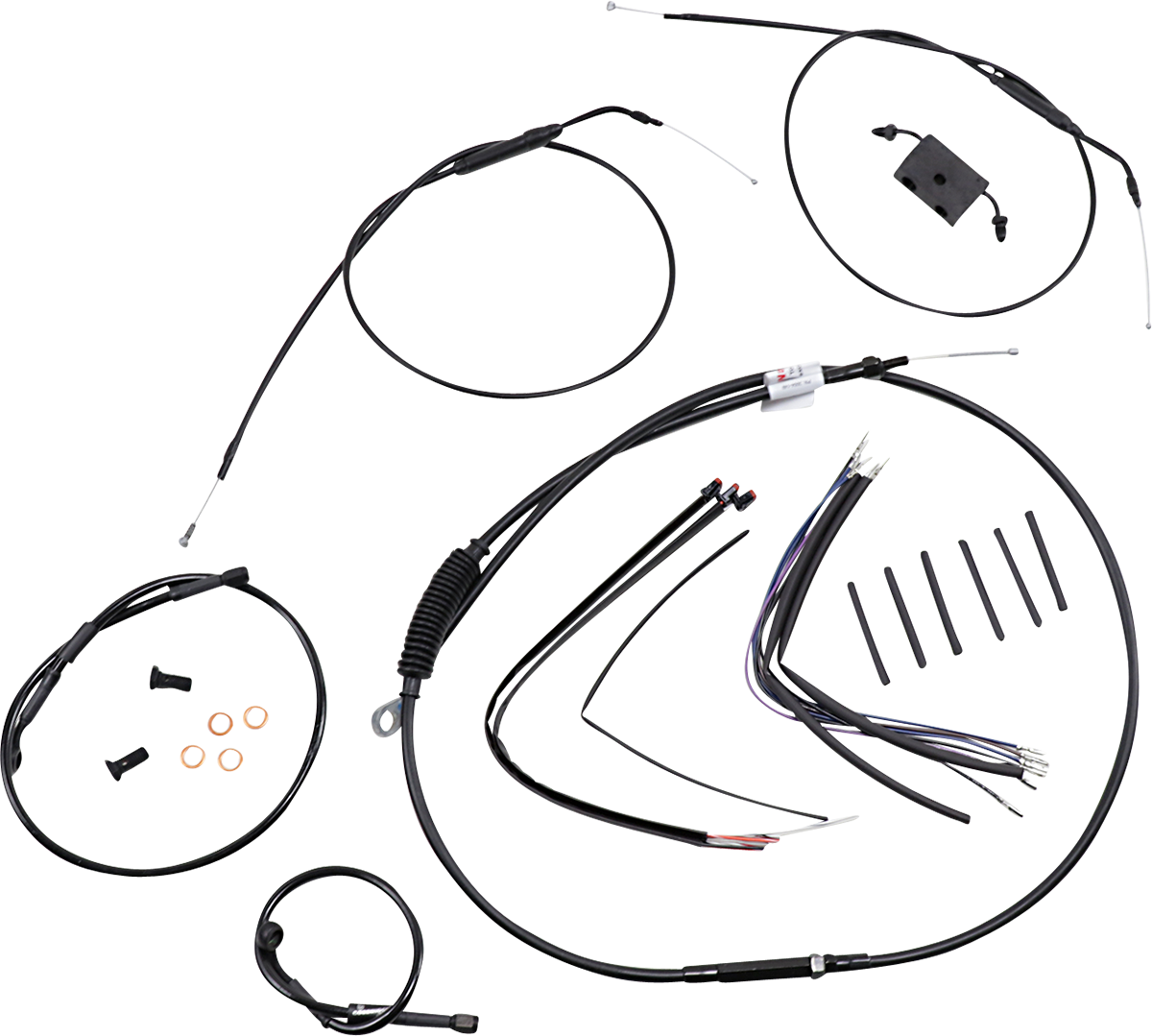 Handlebar Cable and Brake Line Kit - Extended - Sportsters - 12\" Ape Hanger Handlebars - ABS 1986 - 2022