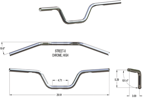 Handlebar - High Bend - Chrome