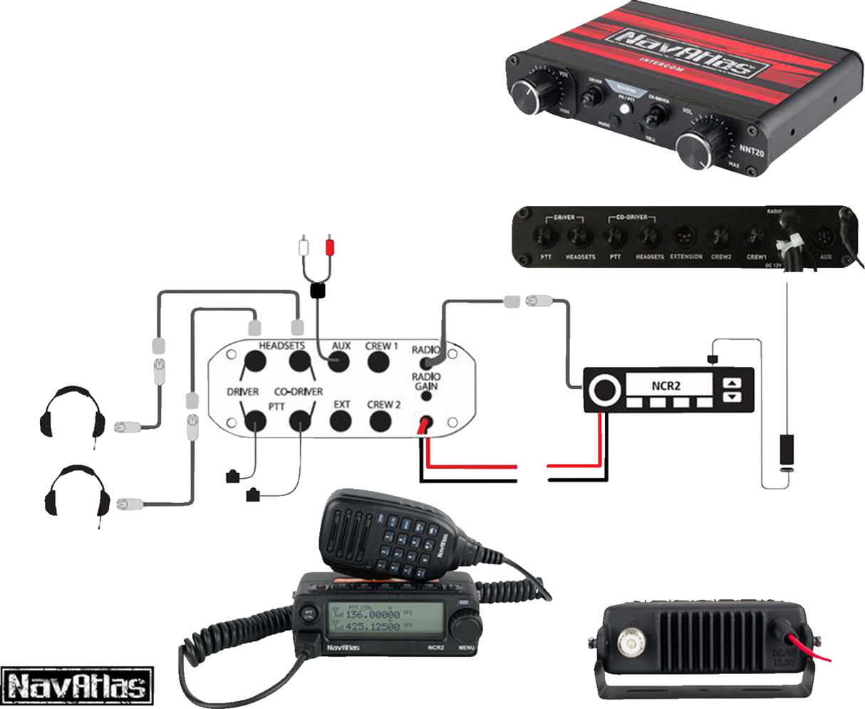 Intercom/Headset Kit - 2-Seat - Black