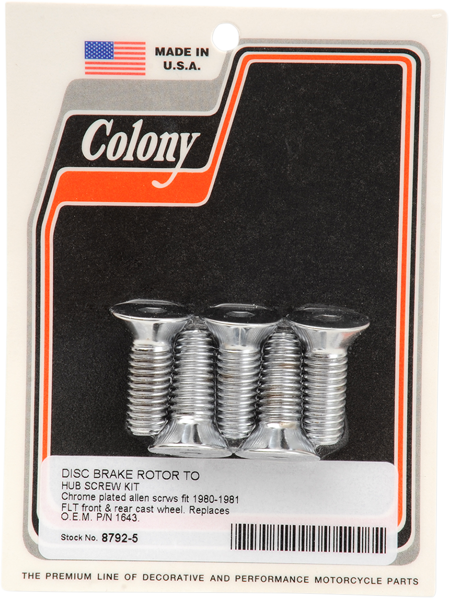 Mounting Hardware Kit without Nuts - Brake Rotor - Socket-Head/Countersunk - 1-1/4\" 1980 - 1981