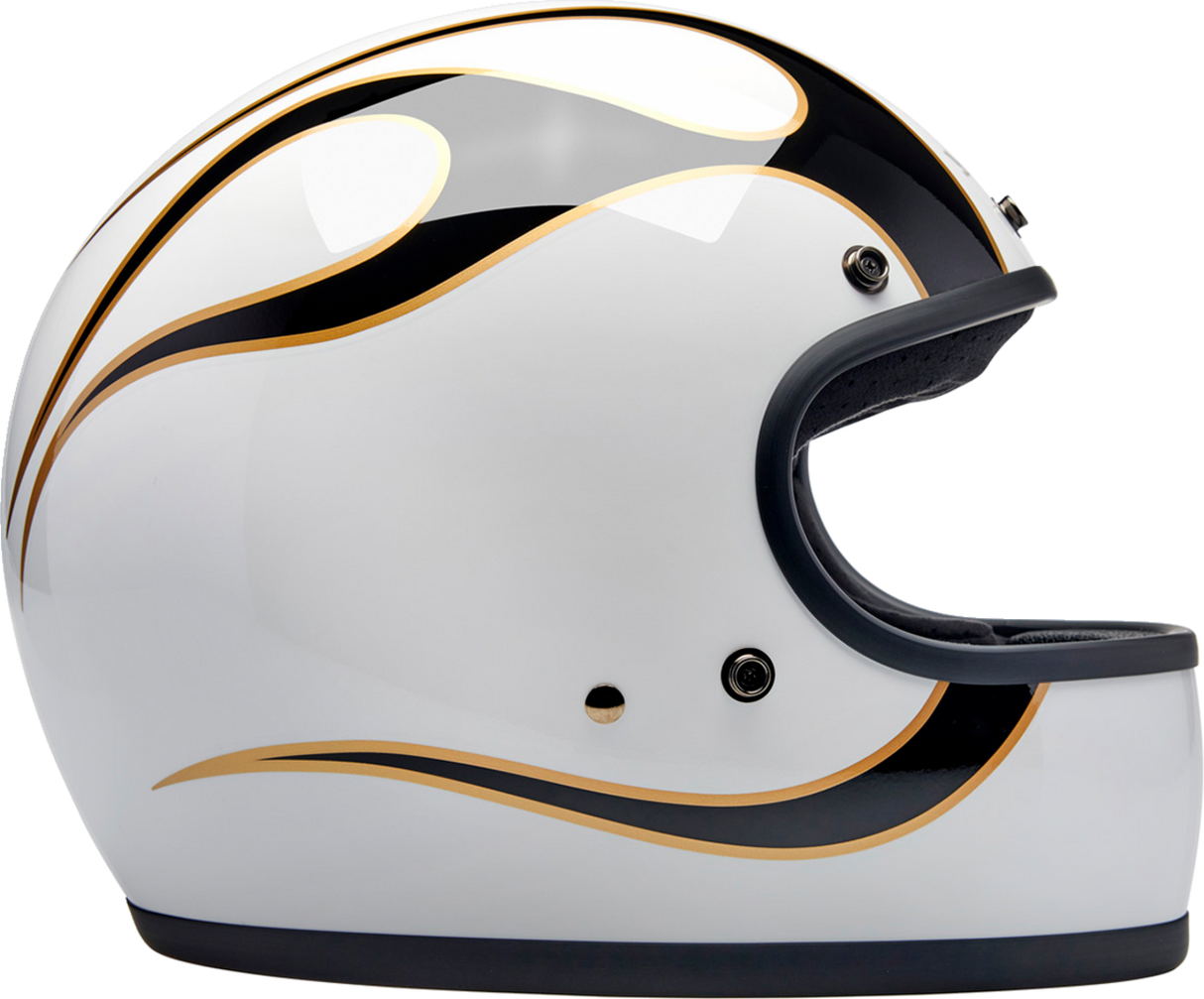 Gringo Helmet - Flames - White/Black - XL