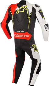 GP Plus v2 1-Piece Leather Suit - Black/White/Red Fluorescent/Yellow Fluorescent - US 44 / EU 54