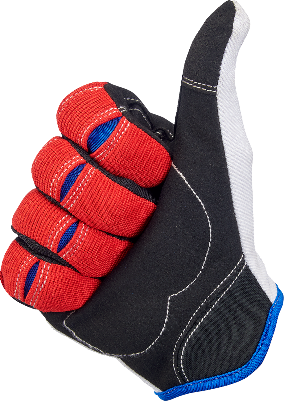 Moto Gloves - Red/White/Blue - 2XL