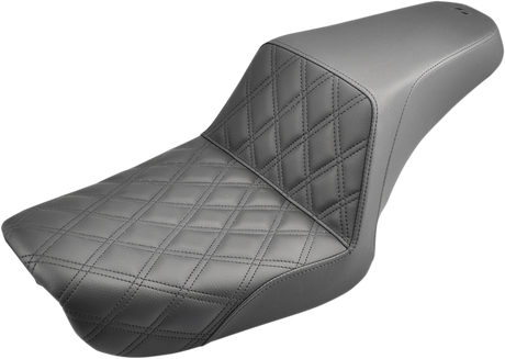 Step-Up Seat - Front Lattice Stitch - Black - Dyna 2004 - 2005