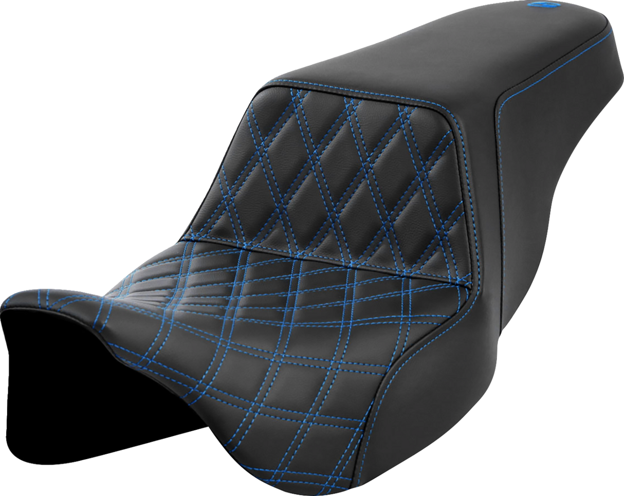 Step-Up Seat - Front Lattice Stitch - Blue Stitch - FLH/FLT \'08-\'23 2008 - 2023