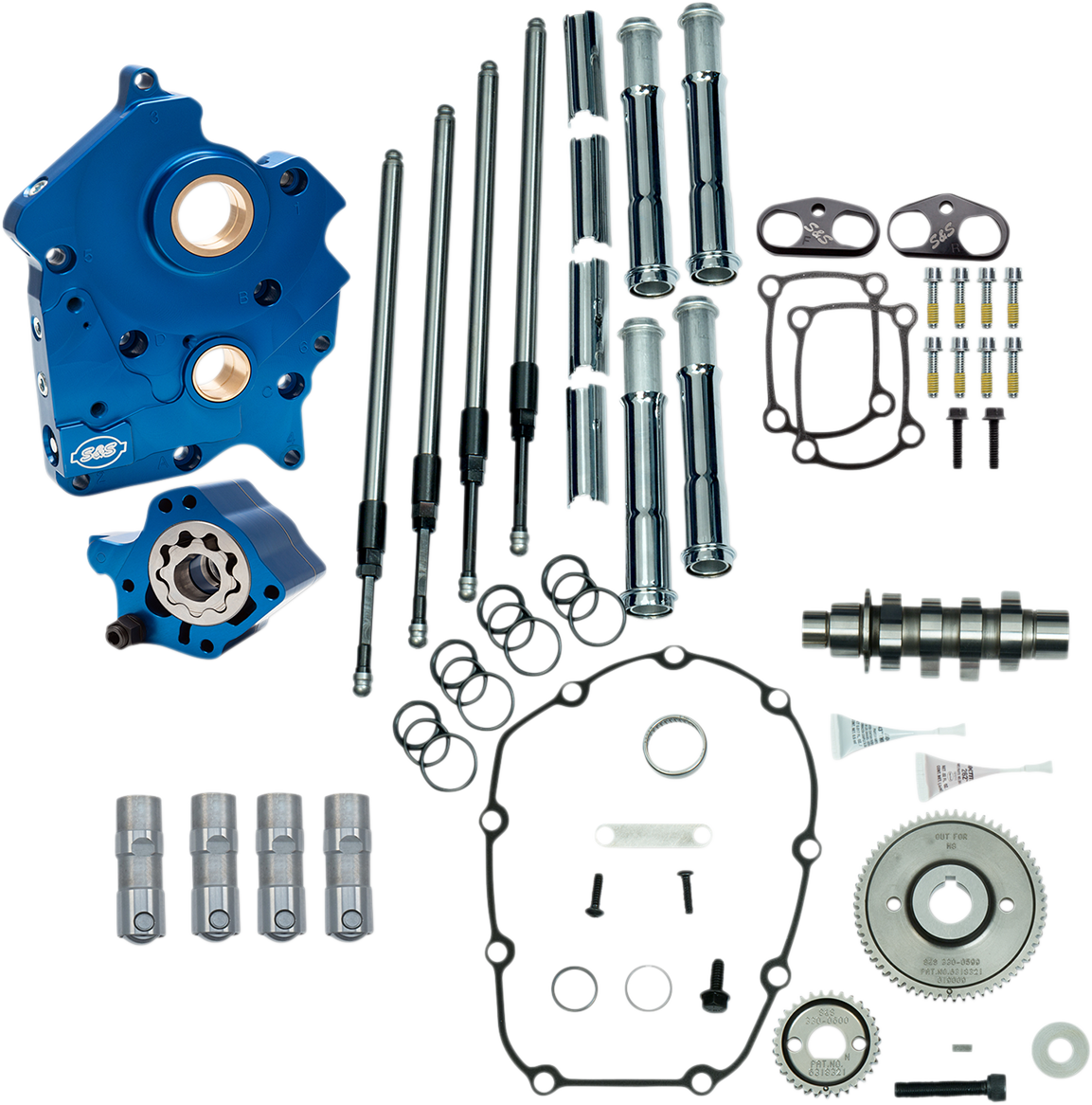 Cam Chest Kit with Plate - Gear Drive - Oil Cooled - 475 Cam - Chrome Pushrods -M8 2017 - 2020