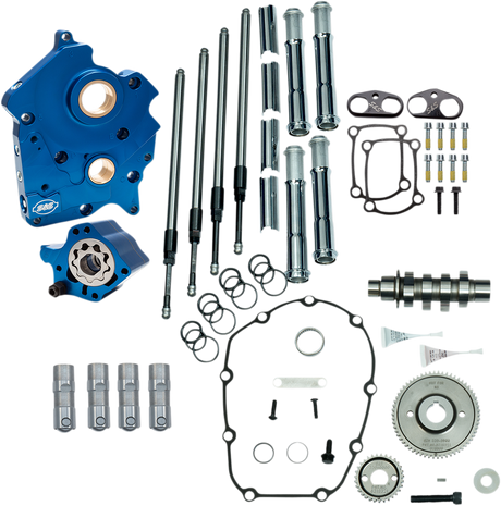 Cam Chest Kit with Plate - Gear Drive - Oil Cooled - 475 Cam - Chrome Pushrods -M8 2017 - 2020