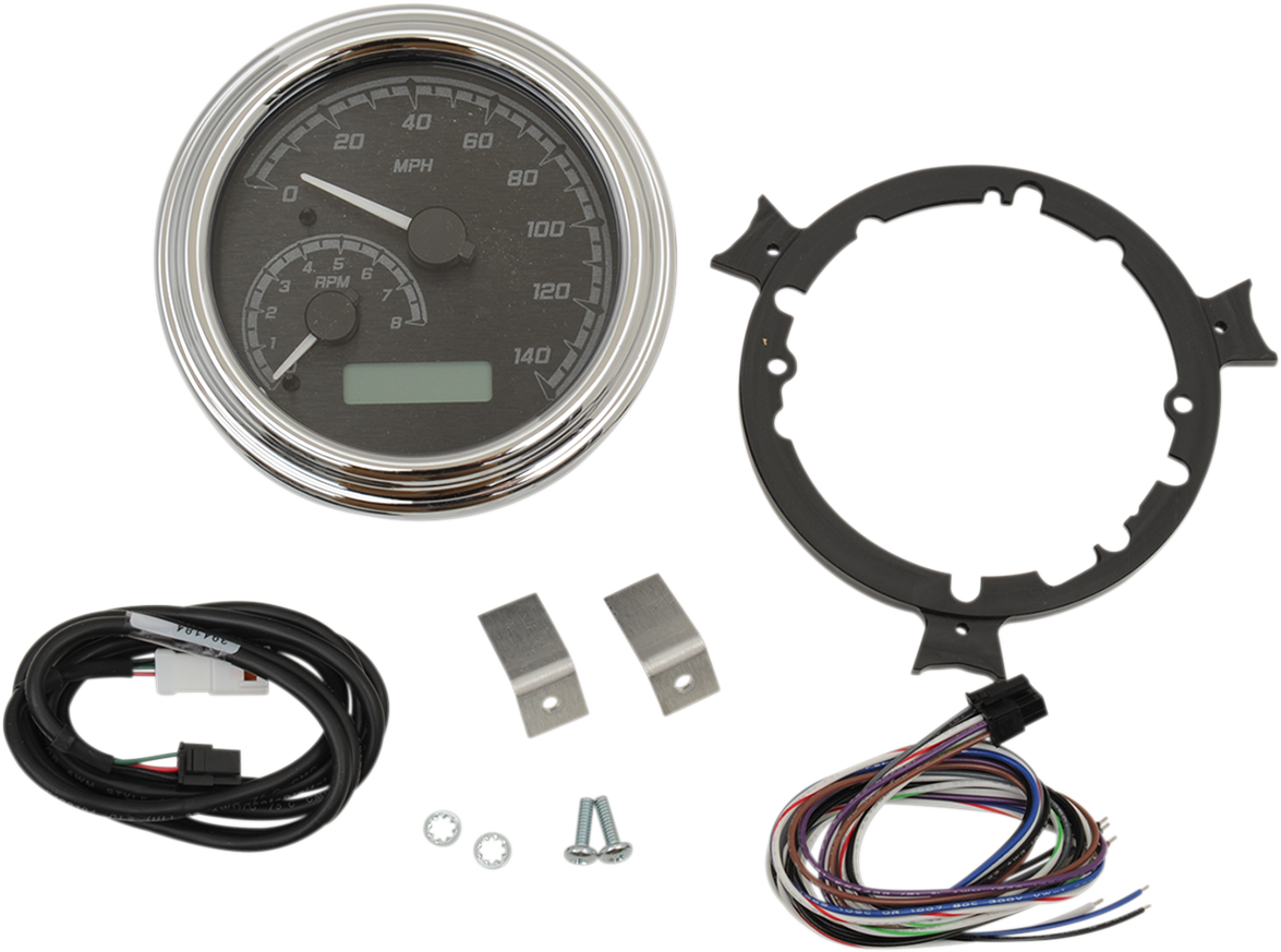 MXV Series Fatbob Analog/Digital Gauge System - Black/Gray/Chrome 2004 - 2013