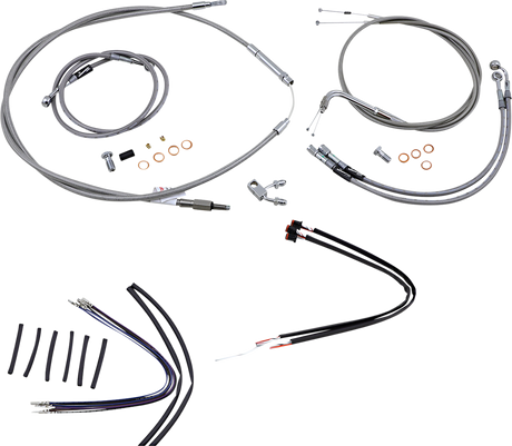 Handlebar Cable/Brake Line Kit - Complete - 16\" Ape Hanger Handlebars - Stainless Steel 2011 - 2014