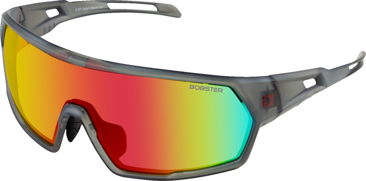 Speed Sunglasses - Matte Clear Gray - Smoke Crimson Mirror