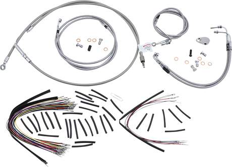 Handlebar Cable/Brake Line Kit - Complete - 18\" Ape Hanger Handlebars - Stainless Steel 2008 - 2013