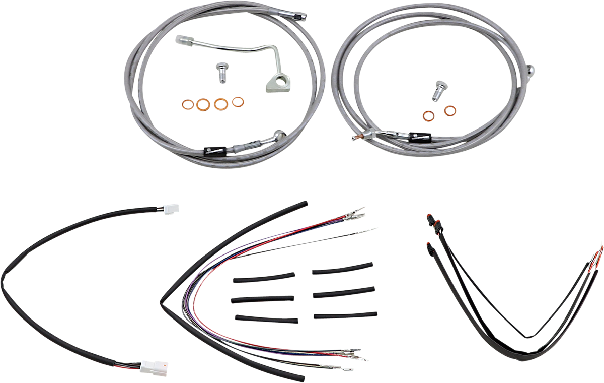 Handlebar Cable/Brake Line Kit - Complete - 18\" Ape Hanger Handlebars - Stainless Steel 2015 - 2016