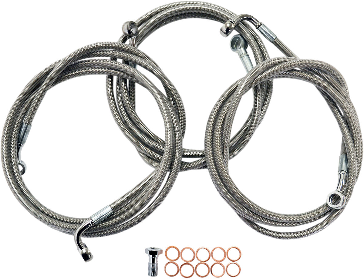 Brake Lines - 15\" - 17\" Ape Hanger Handlebars - Stainless Steel 2014 - 2020