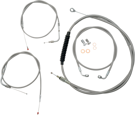 Handlebar Cable/Brake Line Kit - 18\" - 20\" Ape Hanger Handlebars - Stainless Steel 2007 - 2014