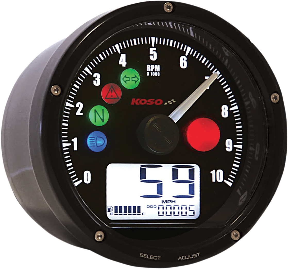 TNT-01 Electronic Speedometer/Tachometer - Black Face - Black Housing - 3\" Diameter x 1.75\" D