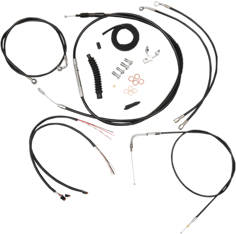 Handlebar Cable/Brake Line Kit - Complete - 15\" - 17\" Handlebars - Black Vinyl 2011 - 2014