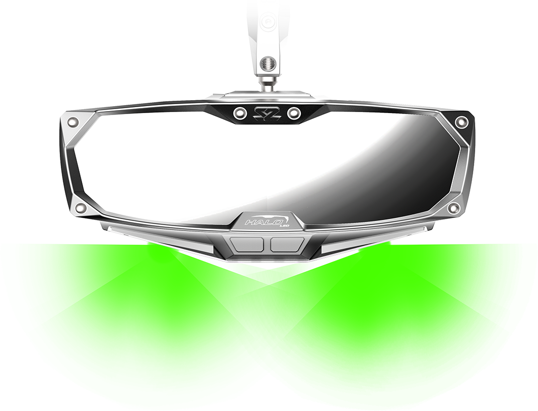 Mirror - Halo R - Rear View w/LED Cabin Light - Rectangle - Silver w/Silver Bezel - 2\" 2008 - 2021