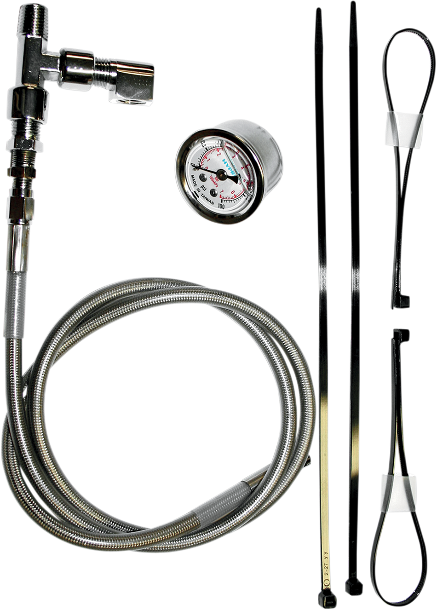 Remote Oil Pressure Gauge/Line Kit - Stainless/Chrome