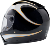 Lane Splitter Helmet - Gloss Black/White Flames - Medium