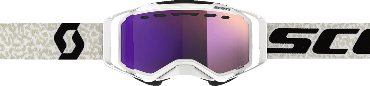 Prospect Snow Cross Goggle - White/Black - Dual Lens - Enhancer Purple Chrome