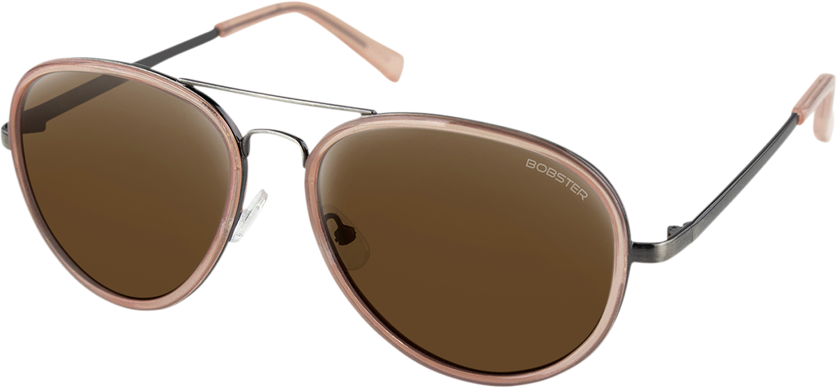 Goose Sunglasses - Gloss Clear Blush Gunmetal - Brown HD Silver Mirror