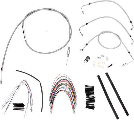 Handlebar Cable/Brake Line Kit - Complete - 18\" Ape Hanger Handlebars - Stainless Steel 2008 - 2013