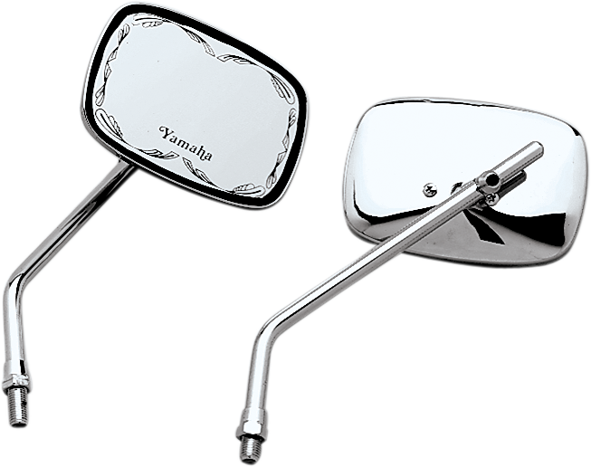 Mirror - Die-Cast - Yamaha Scrolled - Side View - Rectangle - M10 x 1.25 - Chrome - Left/Right