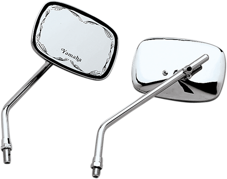 Mirror - Die-Cast - Yamaha Scrolled - Side View - Rectangle - M10 x 1.25 - Chrome - Left/Right