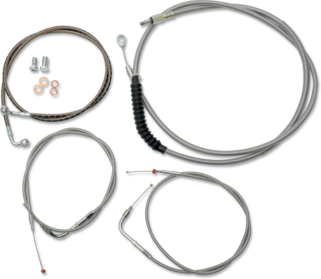 Handlebar Cable/Brake Line Kit - 15\" - 17\" Ape Hanger Handlebars - Stainless Steel 2007 - 2010