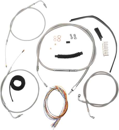 Handlebar Cable/Brake Line Kit - Complete - 18\" - 20\" Handlebars - Stainless 2011 - 2015