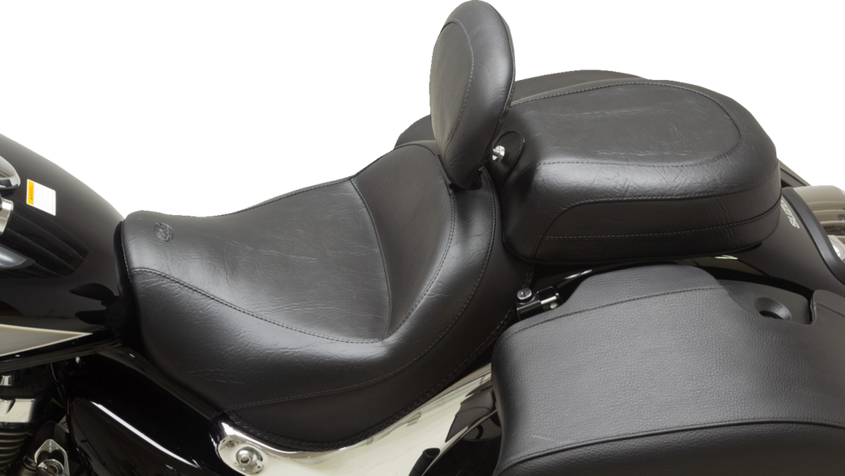 Wide Touring Solo Seat - Black - Plain - with Driver Backrest - C90T \'15-\'19 2015 - 2019