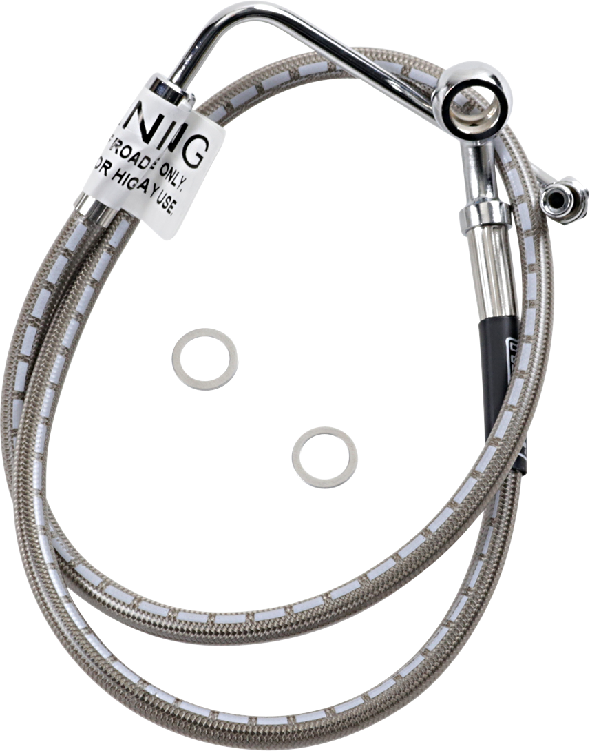 Brake Line - Front - Upper - Stainless Steel - +6\" - FLH \'94-\'07 1984 - 2007