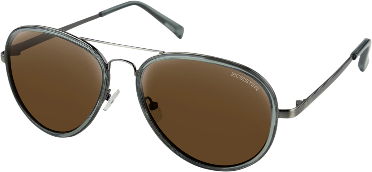 Goose Sunglasses - Gloss Clear Slate Gunmetal - Brown HD Silver Mirror