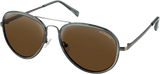 Goose Sunglasses - Gloss Clear Slate Gunmetal - Brown HD Silver Mirror