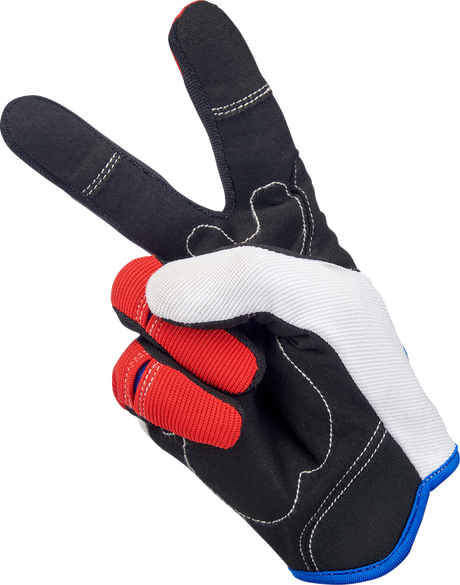 Moto Gloves - Red/White/Blue - Medium