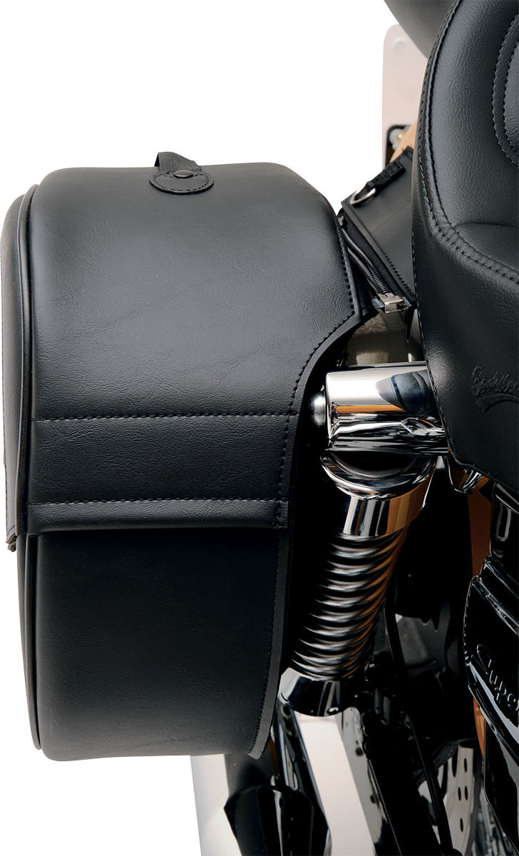 Drifter Teardrop Saddlebags with Shock Cutaway