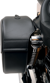 Drifter Teardrop Saddlebags with Shock Cutaway