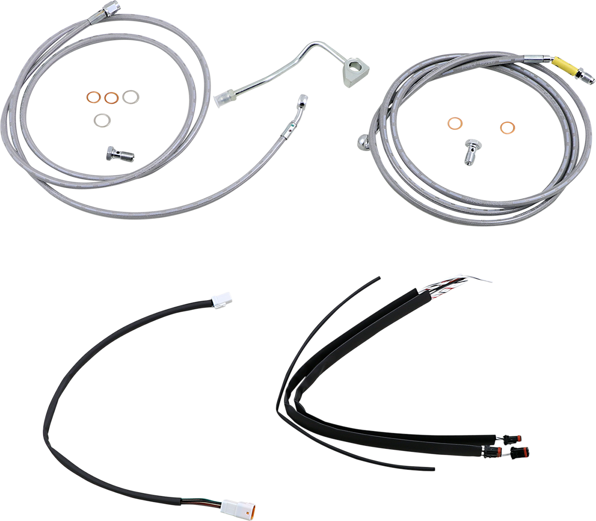 Handlebar Cable/Brake Line Kit - Complete - 13\" Ape Hanger Handlebars - Stainless Steel 2017 - 2020