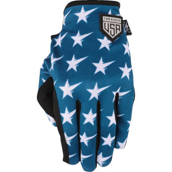 THRASHIN SUPPLY CO. Stars & Bolts Stealth Gloves - Red/Blue
